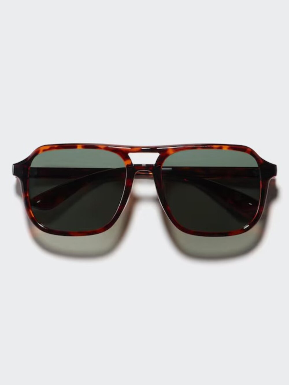 Uniqlo Double Bridge Tortoiseshell Frame Sunglasses with Dark Gray Lenses